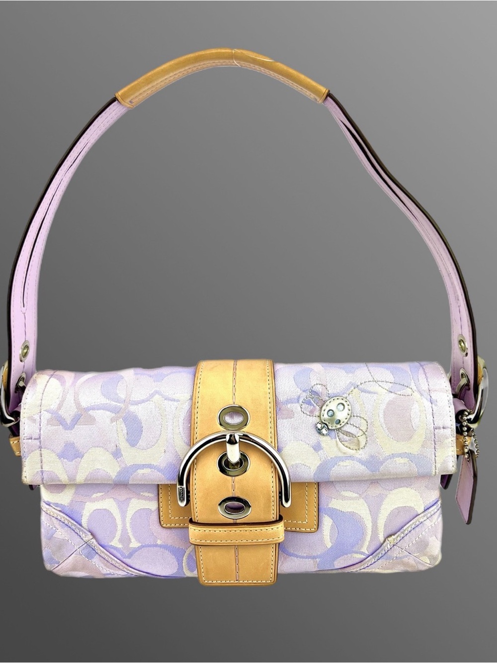 COACH Purple Soho Signature LADYBUG Shoulder Bag/Leather Buckle Style 1555 Y2K